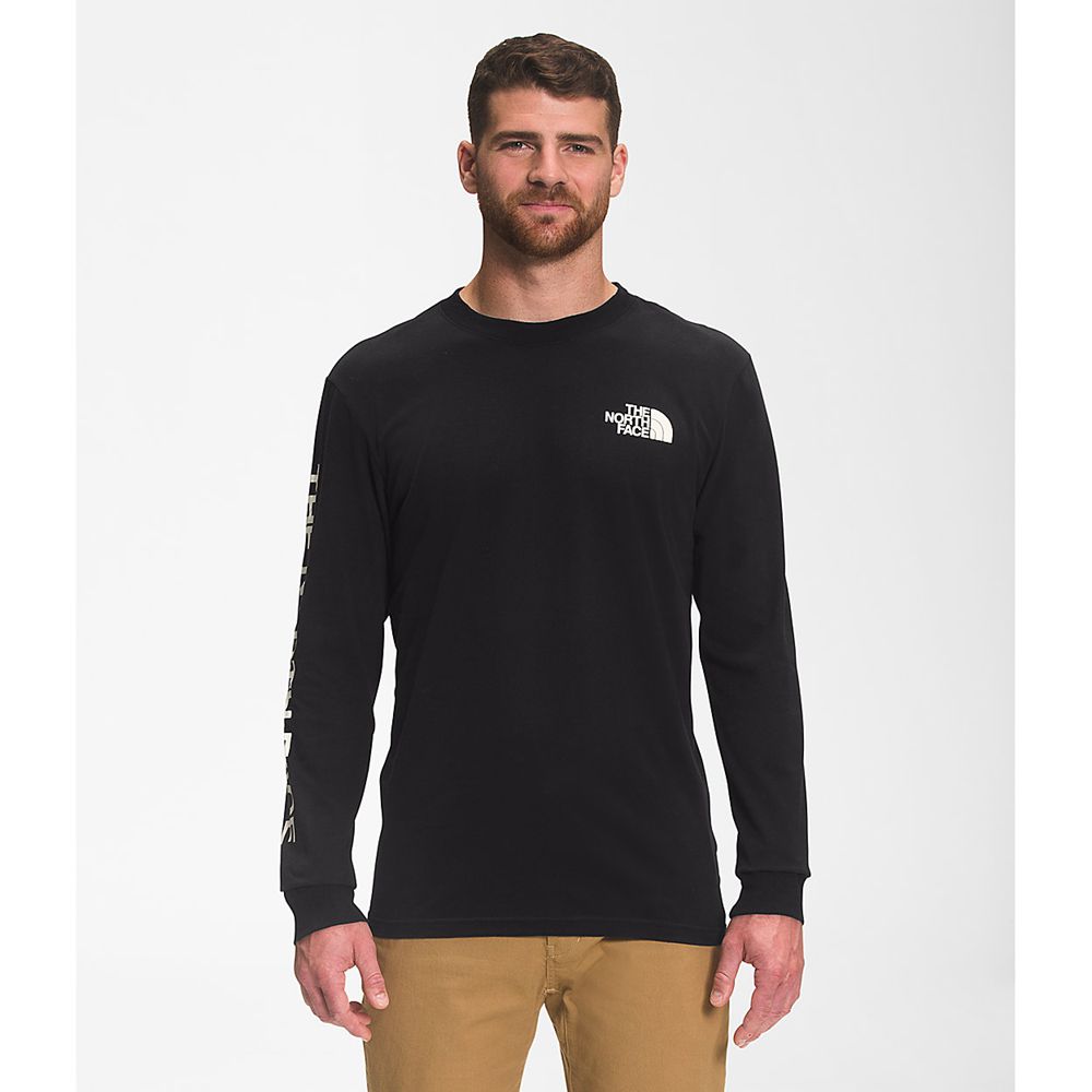 The North Face Long Sleeve Mens Australia - The North Face Long Sleeve Tnf™ Sleeve Hit Black / White